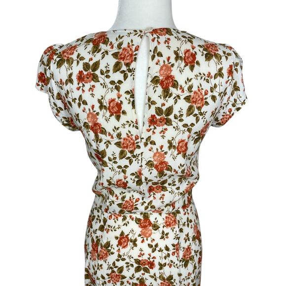Reformation Fauna Dress Floral Button Front Mid Dress 6 Cottage Feminine Retro - Picture 8 of 13